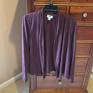 Old navy open front women’s lightweight cardigan, size large, plum/garnet color